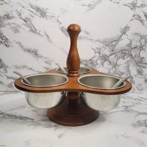 Wood Condiment Server Set Vintage